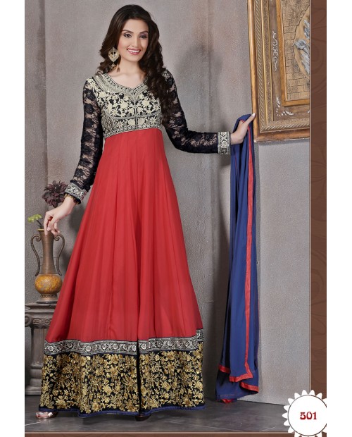 Luscious Red Color Wedding Wear Designer Anarkali Suit